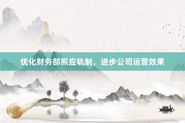 优化财务部照应轨制，进步公司运营效果